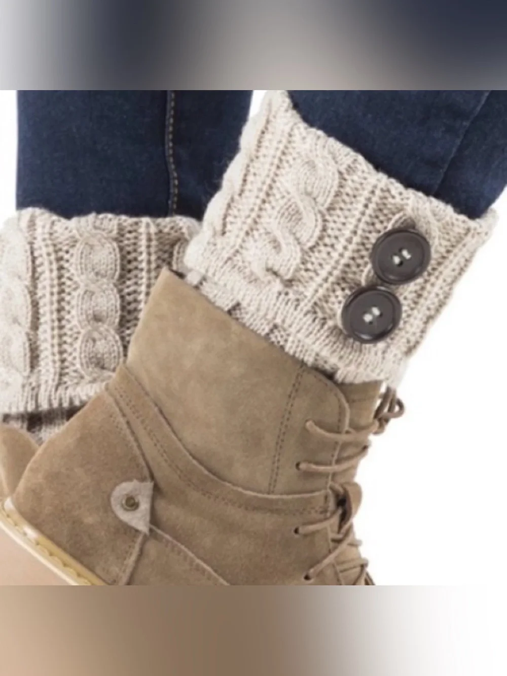 Boot Cable Knit Cuffs in Gray EUC